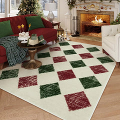 Moroccan Trellis Area Rug - 3x5 Washable Black Entry Rug Non Slip Living Room Mat, Distressed Lattice Soft Stain
