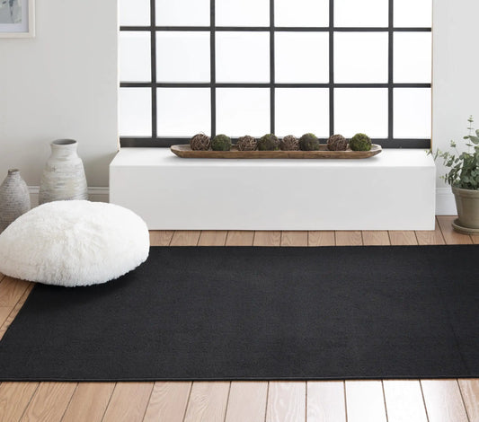 54 x 78 Titan Solid Black Durable Indoor Area Rug