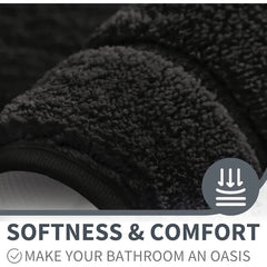 Large Bathroom Rug, 24" x 48", Water Absorbent, Non-Slip, Thick Soft Shaggy, Microfiber, Black