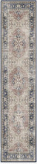 Washable 6 ft Round Rug, Kamran Admiral Blue, Premium Vintage Rugs for Living Room, Bedroom, Kitchen, Office, Classroom with Gri