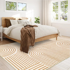 Abstract Washable Area Rug, 5x7 Rug for Bedroom Non-Slip Soft Living Room Rug, Ultra-Thin Modern Black and White Rug Stain