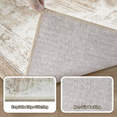 10x14 Area Rugs Washable Rug: Lagre Vintage Living Room Rug with Non-Slip Backing Low Pile Rug Soft Indoor Floor Thin Carpet