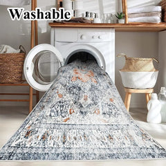 6x9 Washable Rug  Vintage Rug Traditional Floor Cover Thin Rug Retro Kitchen Indoor Distressed Non Slip Carpet
