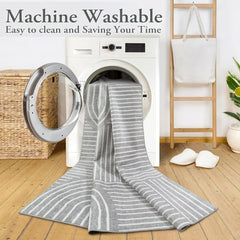 Abstract Washable Area Rug, 5x7 Rug for Bedroom Non-Slip Soft Living Room Rug, Ultra-Thin Modern Black and White Rug Stain