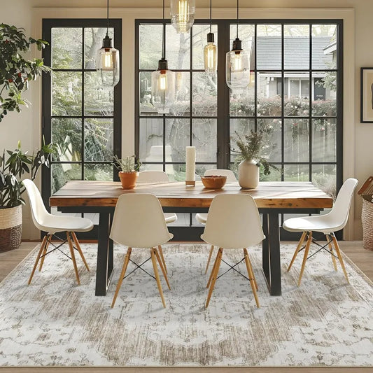 10x14 Area Rugs Washable Rug: Lagre Vintage Living Room Rug with Non-Slip Backing Low Pile Rug Soft Indoor Floor Thin Carpet