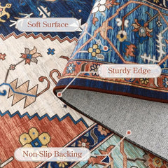 9x12 Area Rugs for Living Room - Boho Non-Slip Washable Rug Ultra-Thin Stain Resistant Large Rugs Throw Non Shedding Rug