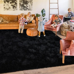 8x10 Area Rugs, Ultra Soft Large Shag Black Living Room Fluffy Rug Carpet for Bedroom, Plush Modern Floor Rug for Kids Room