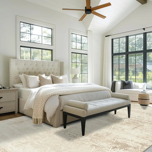 8x10 Area Rugs Washable: Anti-Skid Abstract Modern Living Room Soft Thin (Beige Light Brown, 8'x10'), Rug
