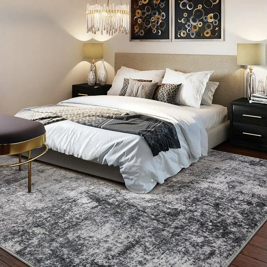 Area Rug Living Room Rugs - 9x12 Large Soft Indoor Neutral Modern Abstract Low Pile Washable Rug Carpet for Bedroom Dining