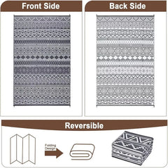 Outdoor Rug Carpet 9x12 Waterproof Mat Reversible Patio Rug Geometric Rug RV Camping