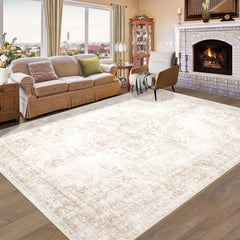 Vintage Living Room Area Rug - 5x7 Large Machine Washable Boho Moroccan Rug Distressed Farmhouse Rugs for Bedroom -