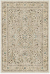 Washable 6 ft Round Rug, Kamran Admiral Blue, Premium Vintage Rugs for Living Room, Bedroom, Kitchen, Office, Classroom with Gri