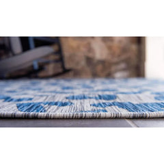 Outdoor Safari Collection Area Rug - Leopard (5' 1" x 8' Rectangle, Blue/ Gray)