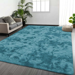 Area Rug 5x7 for Living Room – Soft Tie-Dyed Light Grey Large Shag Rug Non-Slip Indoor Floor Carpet for Bedroom