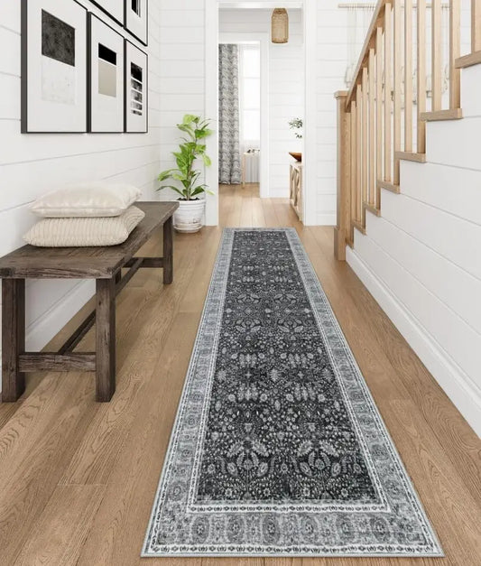 Washable Rug Runners for Hallways 10ft, Green Runner Rugs for Hallway 2x10 Non Slip, Floral Long Bathroom Runner Rug