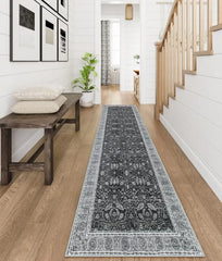 Washable Rug Runners for Hallways 10ft, Green Runner Rugs for Hallway 2x10 Non Slip, Floral Long Bathroom Runner Rug