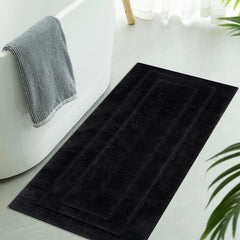Large Bathroom Rug, 24" x 48", Water Absorbent, Non-Slip, Thick Soft Shaggy, Microfiber, Black