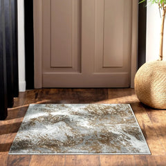 Marble Swirl Abstract Area Rug, Blue 9x12