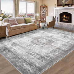 Vintage Living Room Area Rug - 5x7 Large Machine Washable Boho Moroccan Rug Distressed Farmhouse Rugs for Bedroom -