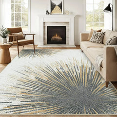 9x12 Ft Area Rugs for Living Room, Ultra-Thin Washable Large Rug Non Slip Throw Rug, Abstract Print Indoor Soft Neutral Rug