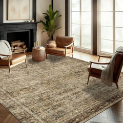 6x9 Washable Rug  Vintage Rug Traditional Floor Cover Thin Rug Retro Kitchen Indoor Distressed Non Slip Carpet