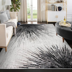 9x12 Ft Area Rugs for Living Room, Ultra-Thin Washable Large Rug Non Slip Throw Rug, Abstract Print Indoor Soft Neutral Rug