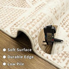 8x10 Area Rugs Washable: Anti-Skid Abstract Modern Living Room Soft Thin (Beige Light Brown, 8'x10'), Rug