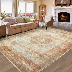 Vintage Living Room Area Rug - 5x7 Large Machine Washable Boho Moroccan Rug Distressed Farmhouse Rugs for Bedroom -