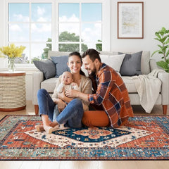 9x12 Area Rugs for Living Room - Boho Non-Slip Washable Rug Ultra-Thin Stain Resistant Large Rugs Throw Non Shedding Rug