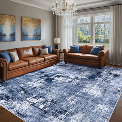 Area Rug Living Room Rugs - 9x12 Large Soft Indoor Neutral Modern Abstract Low Pile Washable Rug Carpet for Bedroom Dining
