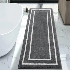 Runner Rug for Bathroom, 24x71 Modern Gray Long Bathroom Rug Non Slip Machine Washable