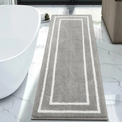 Runner Rug for Bathroom, 24x71 Modern Gray Long Bathroom Rug Non Slip Machine Washable