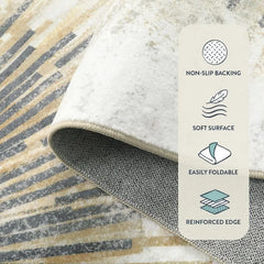 9x12 Ft Area Rugs for Living Room, Ultra-Thin Washable Large Rug Non Slip Throw Rug, Abstract Print Indoor Soft Neutral Rug