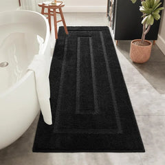 Bath Rug, Black Bathroom Rug 24x60 Inch Soft Absorbent Microfiber Bathroom Runner Rug, Washable Bath Runner Rugs