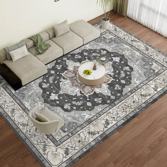 Orhopui Area Rug Washable Rug Low-Pile Machine Washable Vintage Rugs for Living Room
