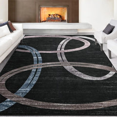 Modern 4x6 Area Rug, Grey Abstract High Traffic Rugs for Living Room Bedroom Office Dining Room, Indoor Large