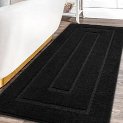 Bath Rug, Black Bathroom Rug 24x60 Inch Soft Absorbent Microfiber Bathroom Runner Rug, Washable Bath Runner Rugs