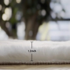 White Round Shag Rug 6ft Faux Rabbit Washable Fur Area Rugs for Living Room Circle Fluffy Rugs for Bedroom Boho Rug