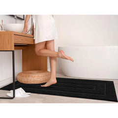 Bath Rug, Black Bathroom Rug 24x60 Inch Soft Absorbent Microfiber Bathroom Runner Rug, Washable Bath Runner Rugs