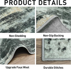 8x10 Area Rugs Washable Rug: Large Modern Abstract Living Room Rug Soft Anti-Skid Thin Carpet Indoor Floor Non-Shedding