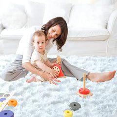 Area Rug (5x7 Feet) for Indoor, Kids Bedroom Living Room, Non-Skid Modern Nursery Faux Fur Fluffy Plush Rugs, Carpet
