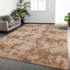 Area Rug 5x7 for Living Room – Soft Tie-Dyed Light Grey Large Shag Rug Non-Slip Indoor Floor Carpet for Bedroom