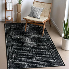 Boho Washable 3x5 Area Rugs for Kitchen Floor Entry, Black and White Rug Modern Indoor Mats for Entryway Non Slip