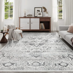 8x10 Area Rugs for Living Room - Stain Resistant Backing Washable Rugs, for Bedroom,Vintage Printed Large Area Rug, Carpet