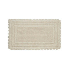 21 x 34 Bathroom Rug – 100% Cotton, Extra Soft Tufted Reversible Bath Mat, Water-Absorbent, Machine Washable (Ivory) Shaggy Bor