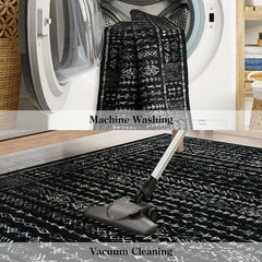 Boho Washable 3x5 Area Rugs for Kitchen Floor Entry, Black and White Rug Modern Indoor Mats for Entryway Non Slip