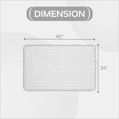 24 x 40 Bathroom Rug – 100% Cotton, Extra Soft Tufted Reversible Bath Mat, Water-Absorbent, Machine Washable (White) Shaggy Bor
