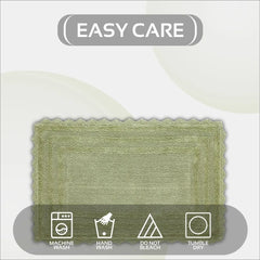 24 x 40 Bathroom Rug – 100% Cotton, Extra Soft Tufted Reversible Bath Mat, Water-Absorbent, Machine Washable (Sage) Shaggy Bord