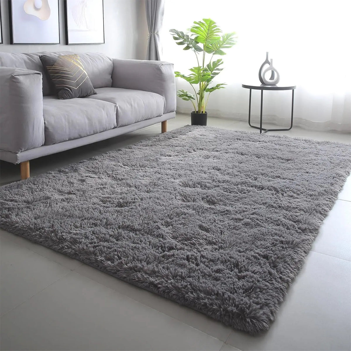 7X10 Area Rugs For Living Room: Grey Area Rug 7 X 10 Carpets For Living Room - Shag Area Rug Modern Indoor Soft Shaggy Fuzzy