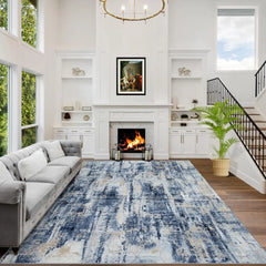 8x10 Area Rugs Washable Rug: Large Modern Abstract Living Room Rug Soft Anti-Skid Thin Carpet Indoor Floor Non-Shedding